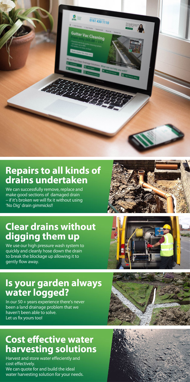 Pure Clean Drainage Solutions website design samples by Mode=Create